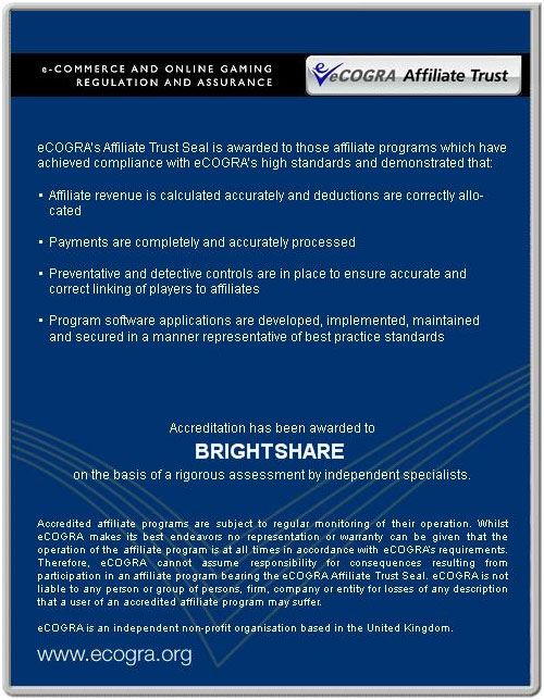 Brightshare eCOGRA Certificate