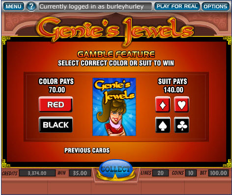 Genei's Jewels Slot - Gamble Feature Preview