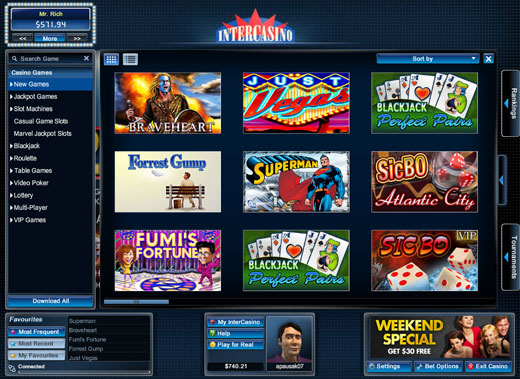 Intercasino Lobby Thumbnail View