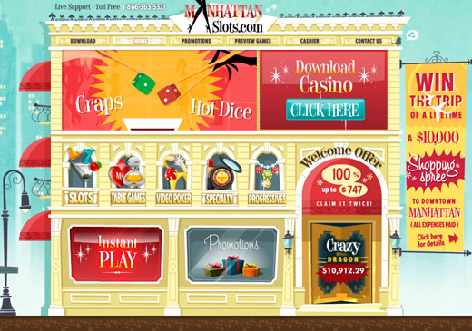 Manhattan Slots Casino Website Preview