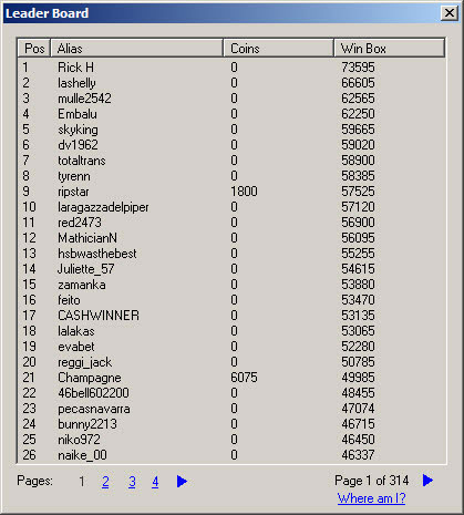 Microgaming Tournament Leader Board