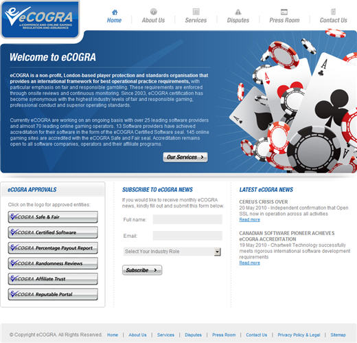 New eCOGRA Website Look and Feel