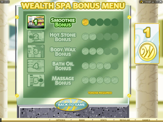 Wealth Spa Video Slot Bonus Round Select